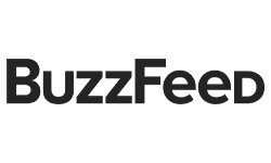 The image shows the BuzzFeed logo with the word BuzzFeed in bold, black, sans-serif font on a transparent background.