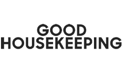 The image displays the Good Housekeeping logo in bold, black uppercase letters on a transparent background.