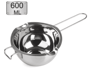 Stainless steel double broiler pan that can be set on top of any saucepan. Used for chocolate melting. 600ML