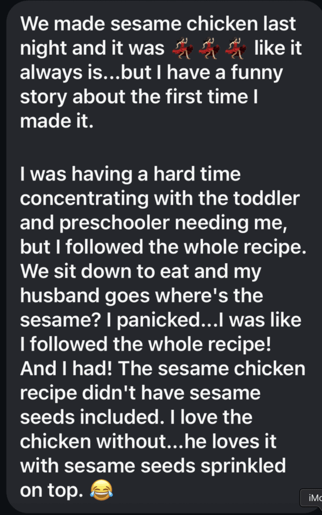 Crispy gluten-free sesame chicken served with sesame seeds on top.