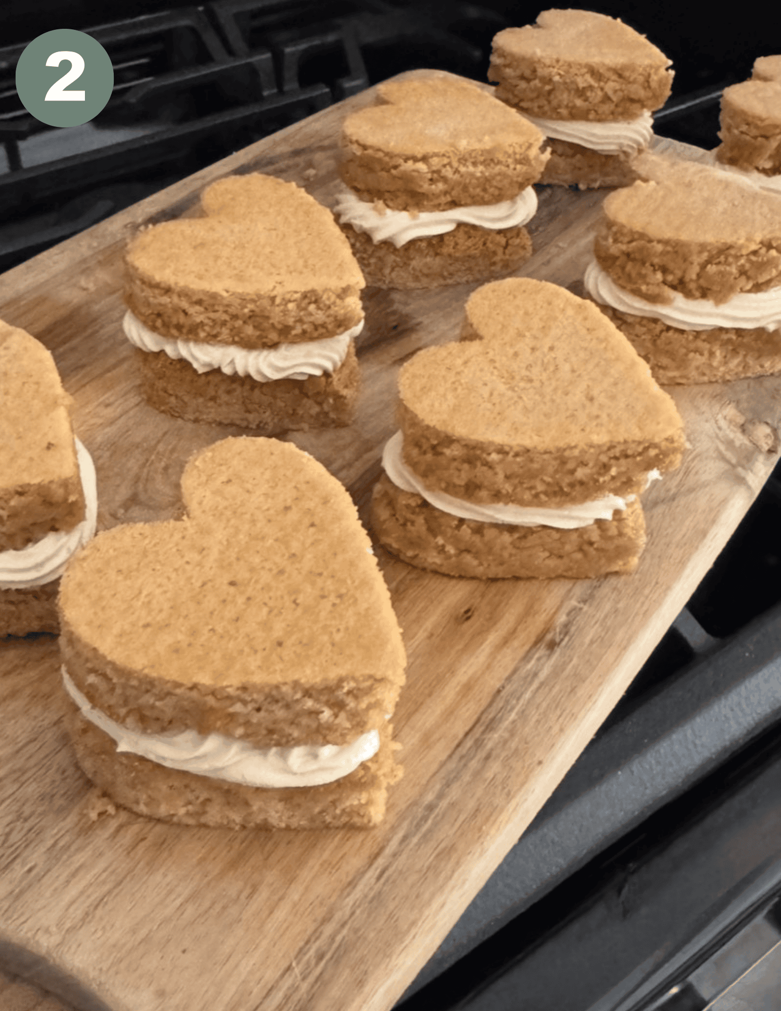 Heart-shaped Valentine’s cakes with cream filling, gluten-free, perfect for special occasions.